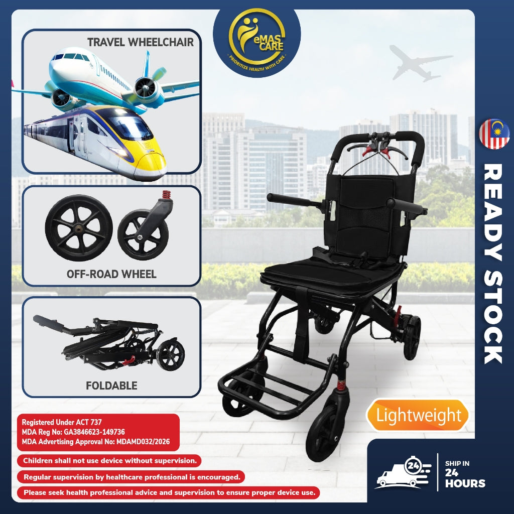40cm Lightweight Travel Airplane Manual Wheelchair Foldable Wheelchair Smallest Chair Flip Up Armr