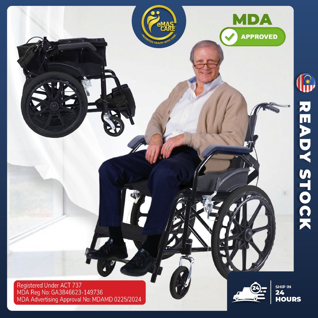 Emascare Self Push Big Wheel Wheelchair 13kg Kerusi Roda Ringan Tayar Besar GA3846623-149736 - MDA Approved