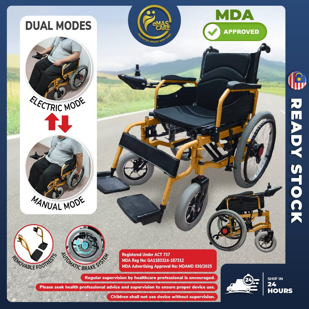 Electric Wheelchair Elderly Big Wheel Lightweight Self Propelled Wheelchair Foldable Kerusi Roda Elektrik Self-Push
