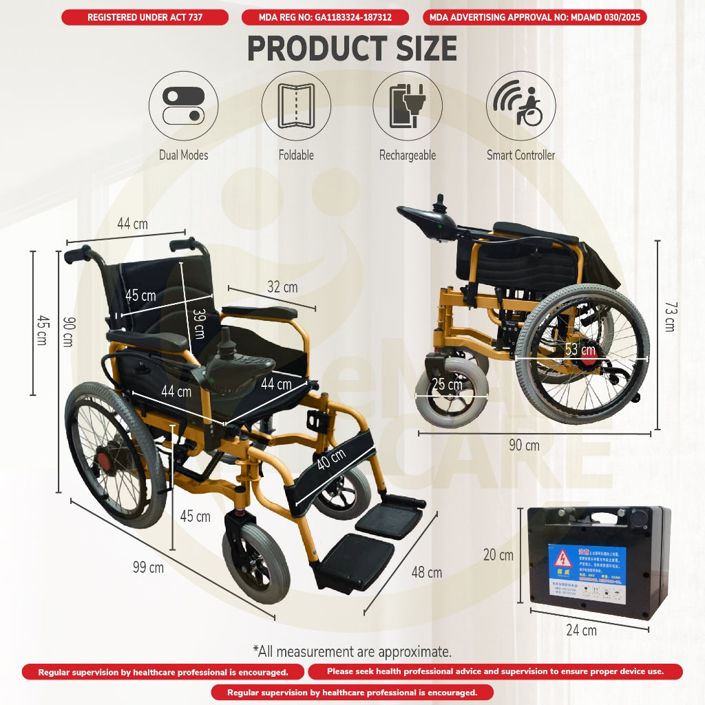Electric Wheelchair Elderly Big Wheel Lightweight Self Propelled Wheelchair Foldable Kerusi Roda Elektrik Self-Push