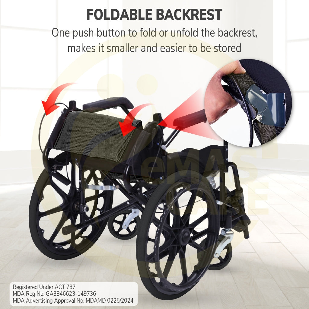 Emascare Self Push Big Wheel Wheelchair 13kg Kerusi Roda Ringan Tayar Besar GA3846623-149736 - MDA Approved