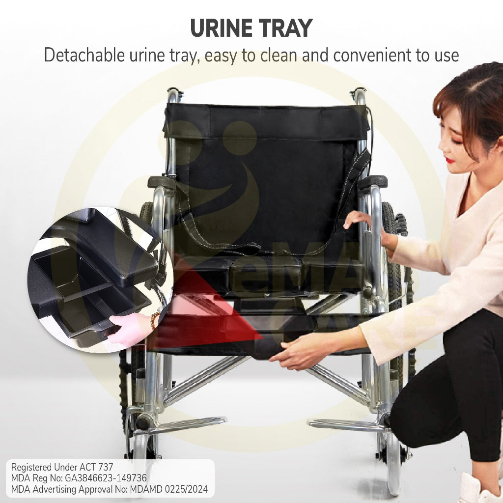 Emascare Hospital Grade Big Wheel Wheelchair with Tray and Cushion 17kg Kerusi Roda GA3846623-149736 - MDA Approved