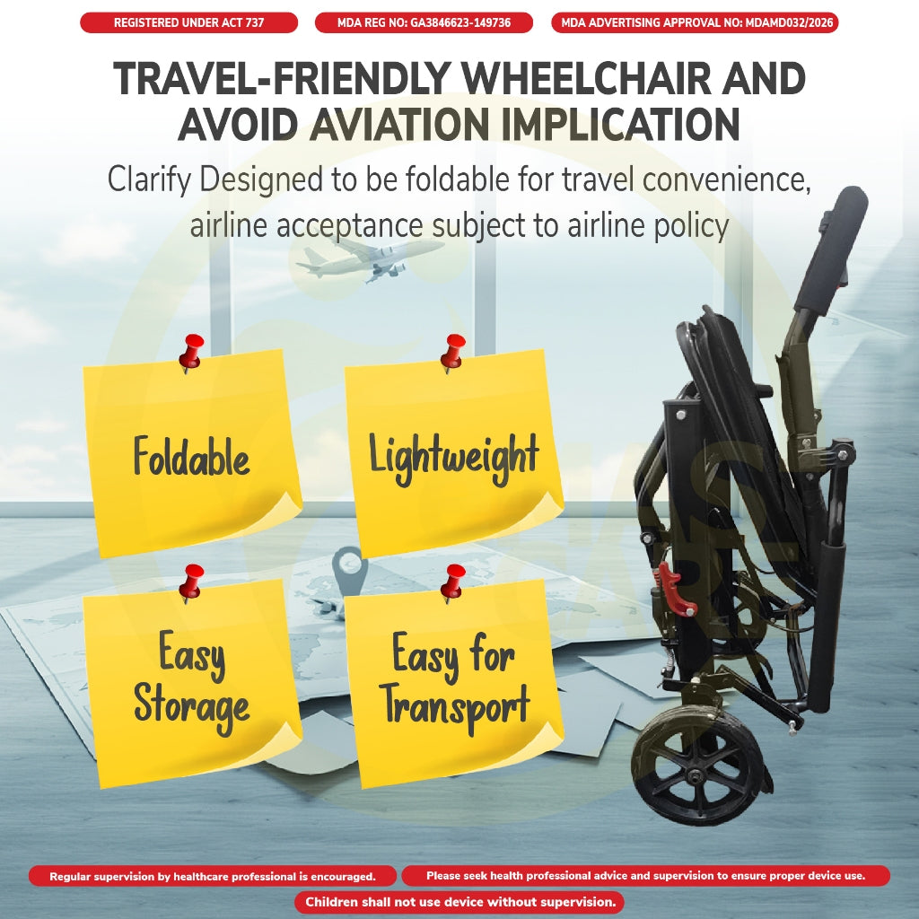 40cm Lightweight Travel Airplane Manual Wheelchair Foldable Wheelchair Smallest Chair Flip Up Armr