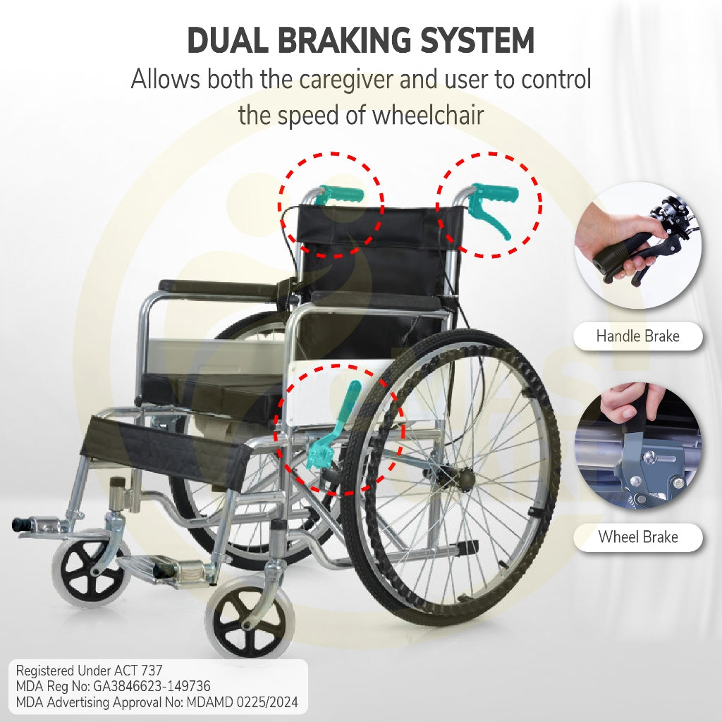 Emascare Hospital Grade Big Wheel Wheelchair with Tray and Cushion 17kg Kerusi Roda GA3846623-149736 - MDA Approved