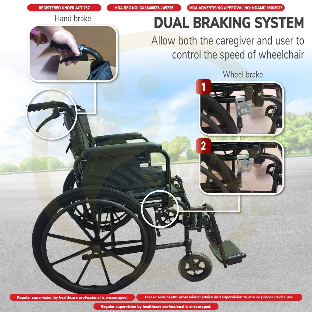 Heavy Duty Wheelchair Foldable Wheel Chair Wide Seat Big Size Extra Large Obese Fat WheelChairs Kerusi Roda Badan Besar