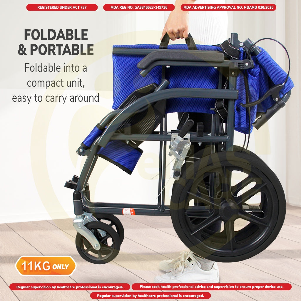 Emascare Flip Up Armrest Foldable Footrest Wheelchair 11kg Kerusi Roda Ringan GA3846623-149736 - MDA Approved
