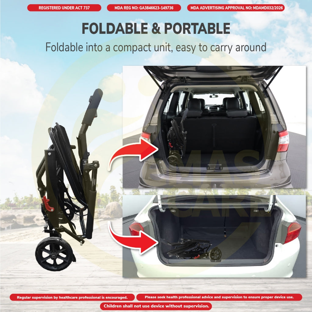 40cm Lightweight Travel Airplane Manual Wheelchair Foldable Wheelchair Smallest Chair Flip Up Armr