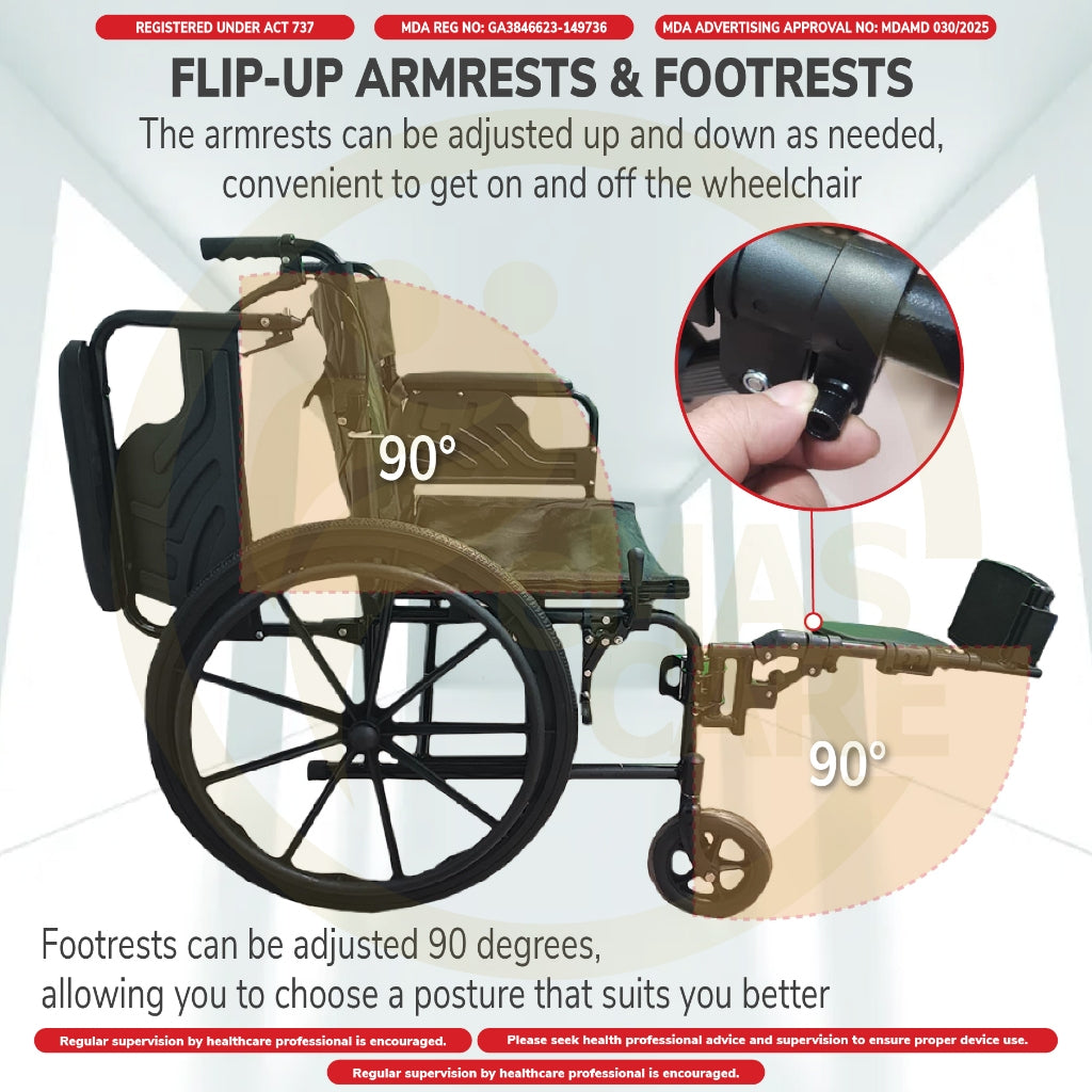 Heavy Duty Wheelchair Foldable Wheel Chair Wide Seat Big Size Extra Large Obese Fat WheelChairs Kerusi Roda Badan Besar