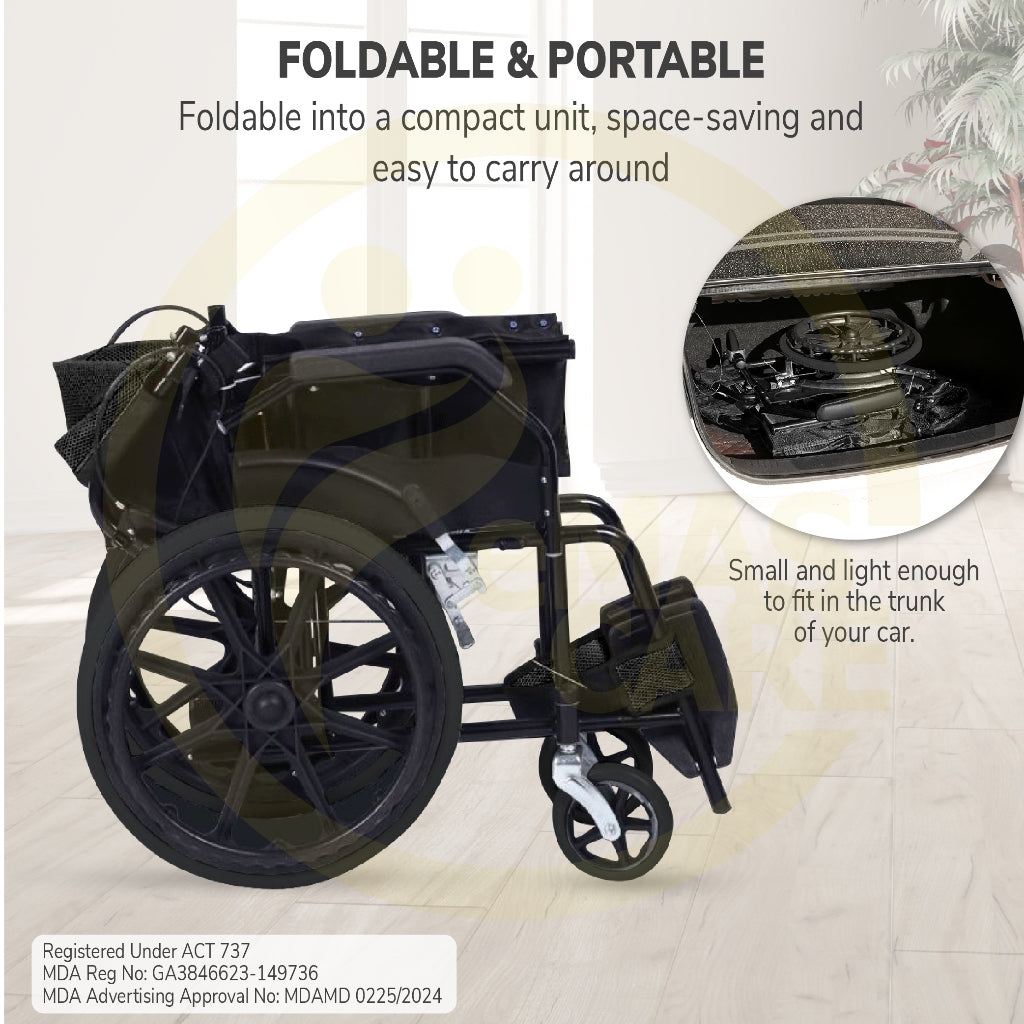 Emascare Self Push Big Wheel Wheelchair 13kg Kerusi Roda Ringan Tayar Besar GA3846623-149736 - MDA Approved