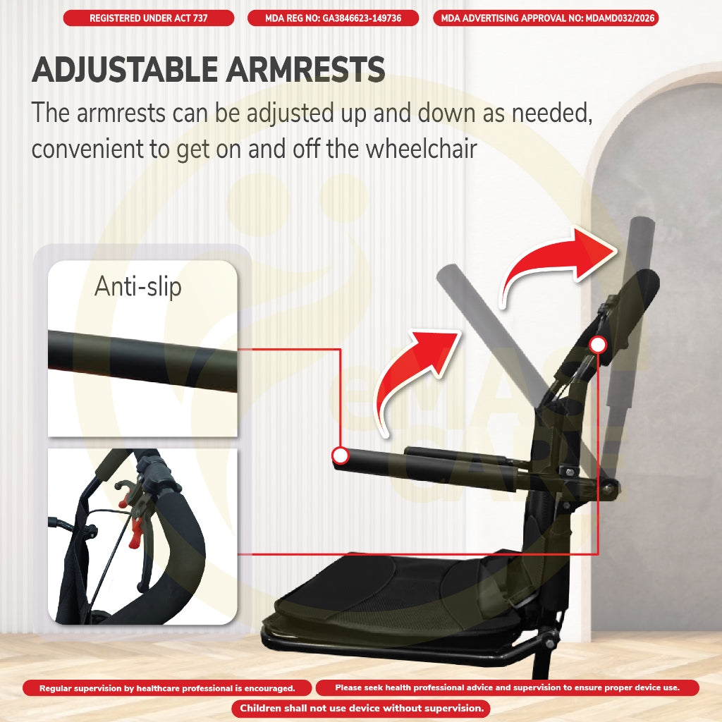 40cm Lightweight Travel Airplane Manual Wheelchair Foldable Wheelchair Smallest Chair Flip Up Armr