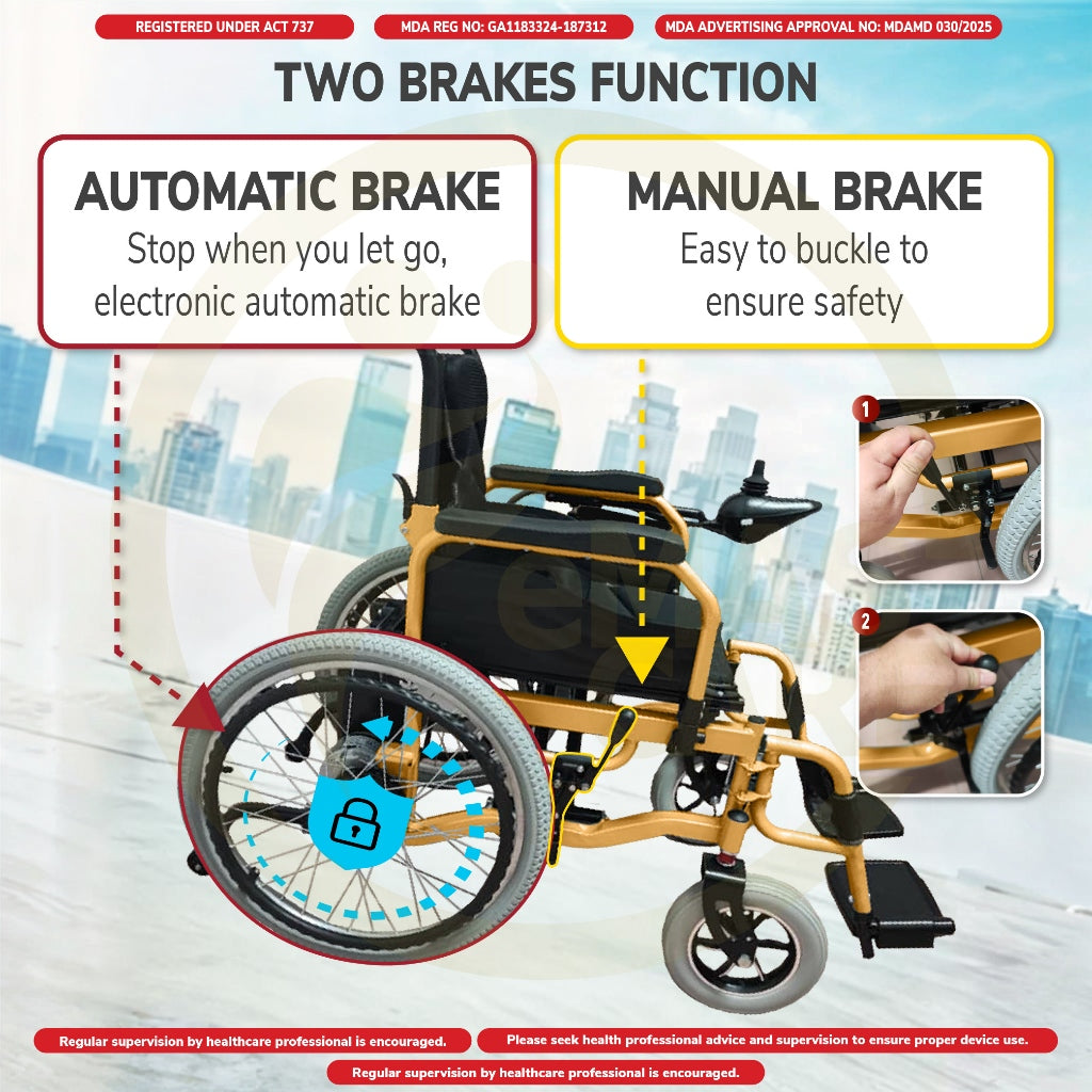 Electric Wheelchair Elderly Big Wheel Lightweight Self Propelled Wheelchair Foldable Kerusi Roda Elektrik Self-Push
