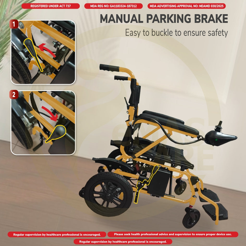 Electric Wheelchair Ringan Hanya 28kg Kerusi Roda Elektrik Lightweight Foldable Transport Auto Motor Wheelchair Remote S