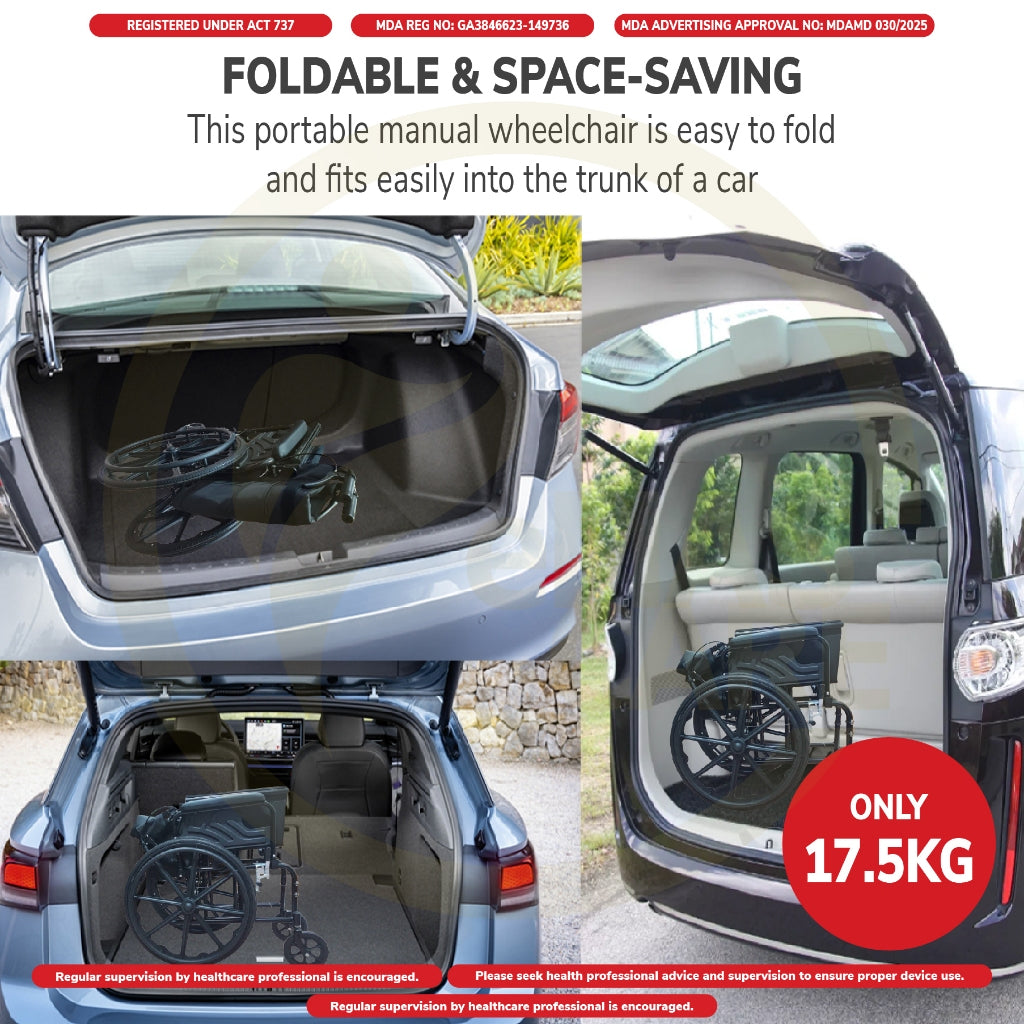 Heavy Duty Wheelchair Foldable Wheel Chair Wide Seat Big Size Extra Large Obese Fat WheelChairs Kerusi Roda Badan Besar