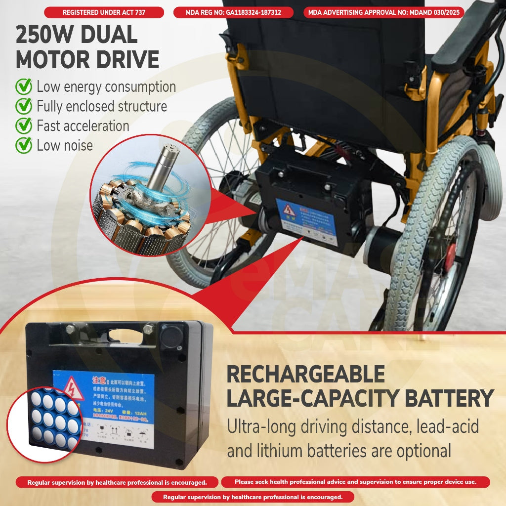 Electric Wheelchair Elderly Big Wheel Lightweight Self Propelled Wheelchair Foldable Kerusi Roda Elektrik Self-Push