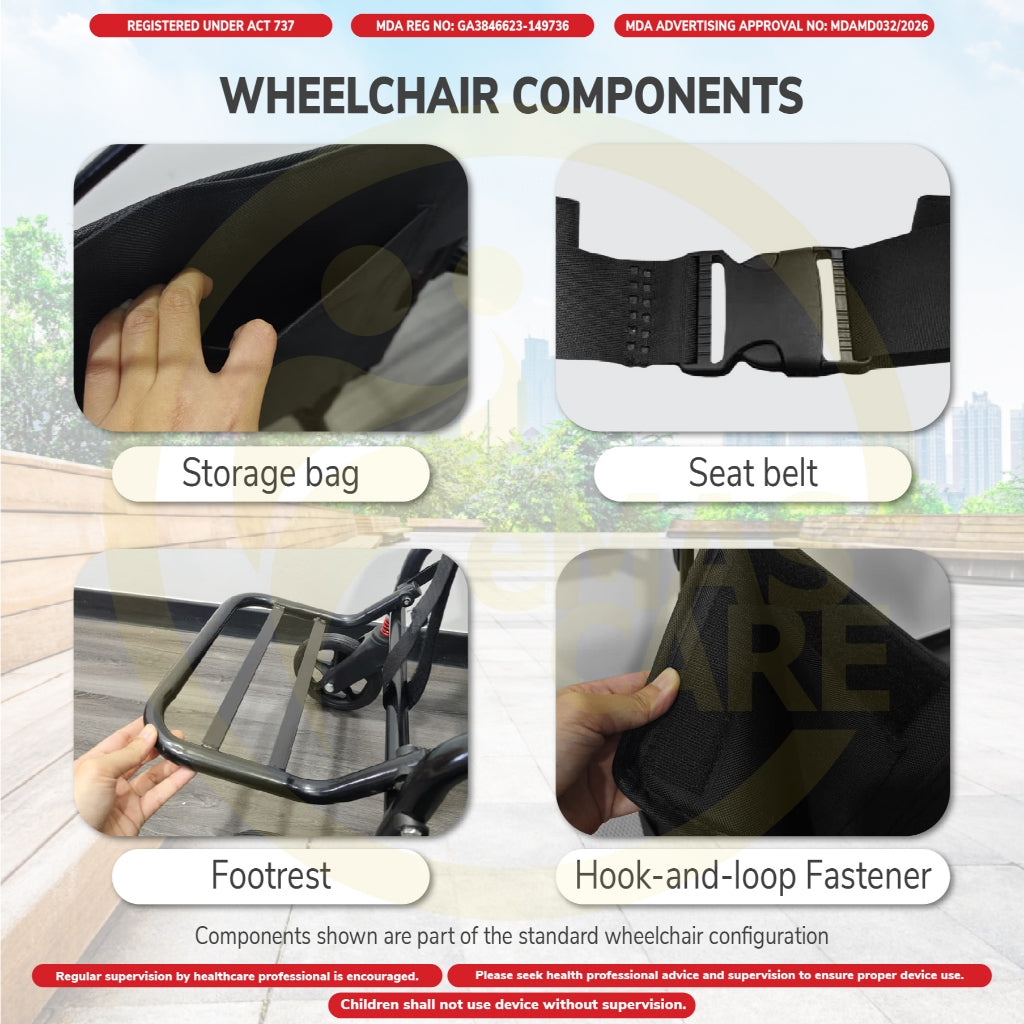 40cm Lightweight Travel Airplane Manual Wheelchair Foldable Wheelchair Smallest Chair Flip Up Armr