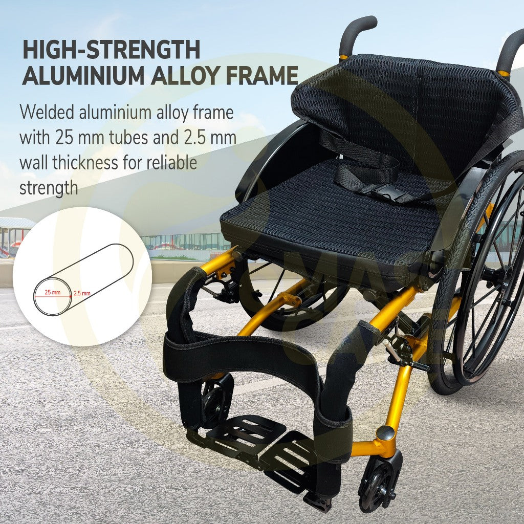 Lightweight Foldable Aluminium Sport Wheelchair Self-Propelled Exercise Easy Move Wheelchair Kerusi Roda Ringan Portable