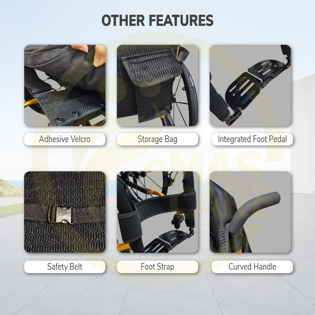 Lightweight Foldable Aluminium Sport Wheelchair Self-Propelled Exercise Easy Move Wheelchair Kerusi Roda Ringan Portable