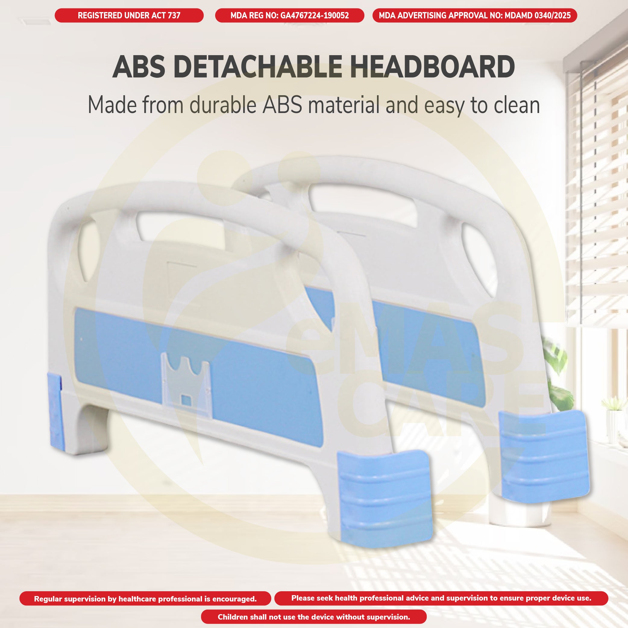Standard Hospital Bed Manual Single Crank Katil Hospital Manual with Wheel or No Wheel Beroda