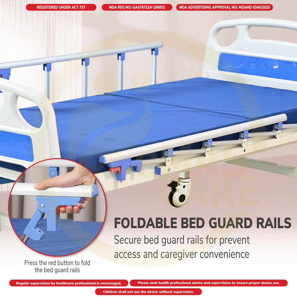 Standard Hospital Bed Manual Double Crank Katil Hospital Manual with Wheel or No Wheel Beroda