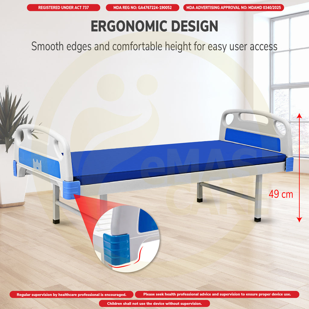 Flat Bed with ABS Headboard and Footboard Hospital Bed Katil Hospital No Wheel