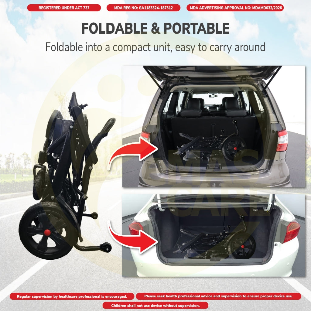 Electric Ultra Lightweight Airplane Carbon Fiber Coated Wheelchair Auto Motor Wheelchair Kerusi Roda Karan Cabin Train