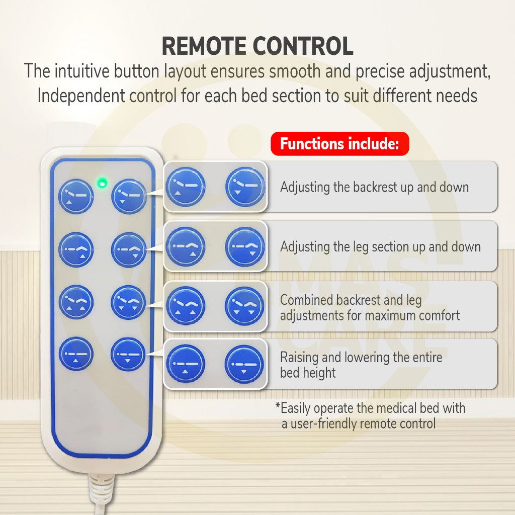 Electric Remote Control Hospital Bed 3 Function Electrical Mattress Dining Table Backrest Lifting Mode Katil Hospital