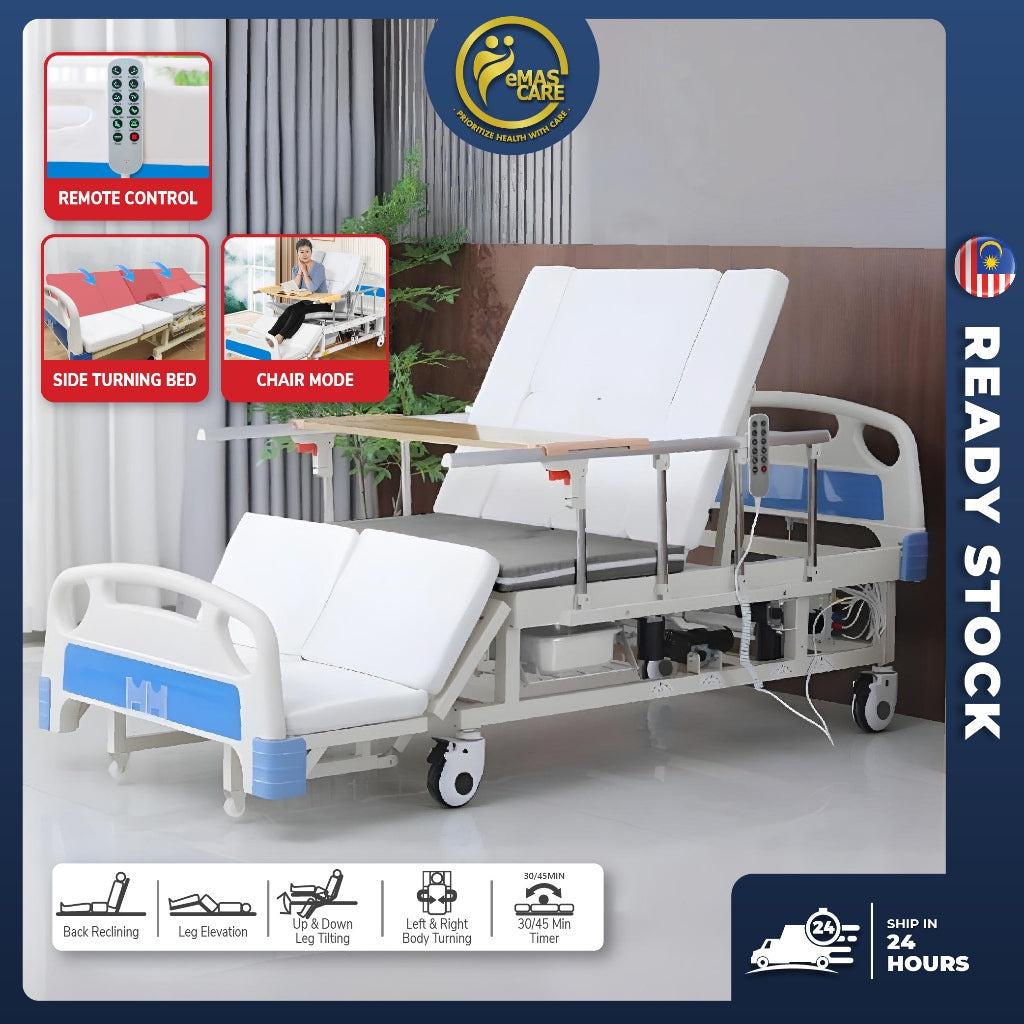 Electric Remote Control Hospital Bed 5 Function Electrical Mattress Dining Table Full Turning katil Hospital Chair Mode