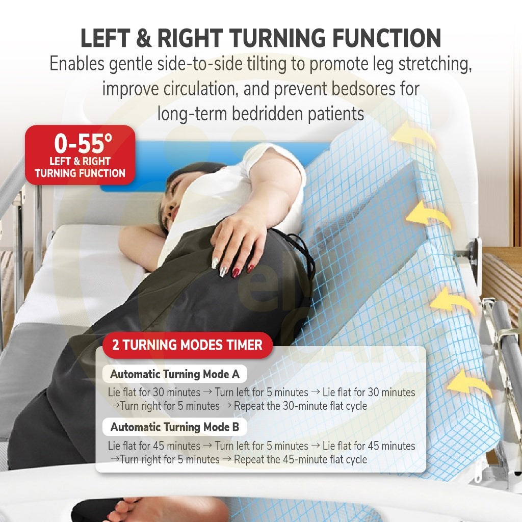 Electric Remote Control Hospital Bed 5 Function Electrical Mattress Dining Table Full Turning katil Hospital Chair Mode
