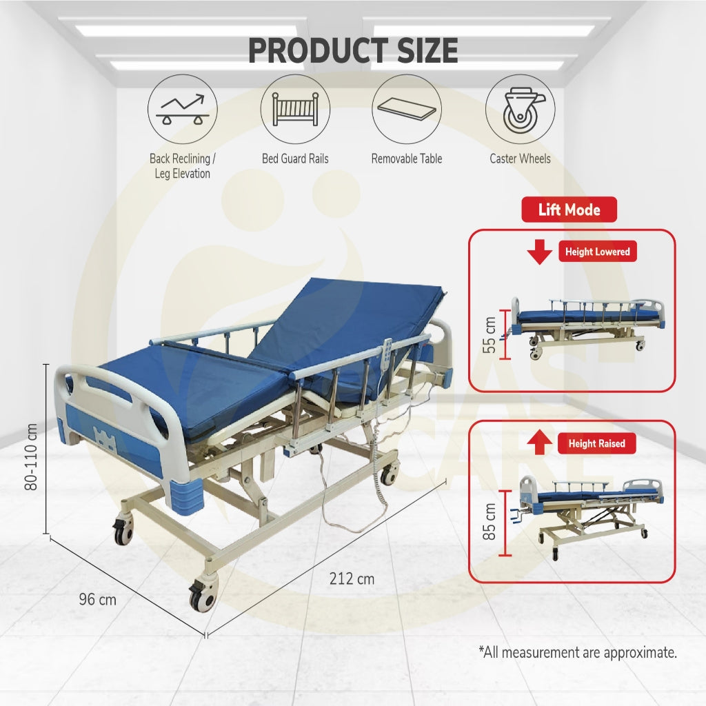 Electric Remote Control Hospital Bed 3 Function Electrical Mattress Dining Table Backrest Lifting Mode Katil Hospital