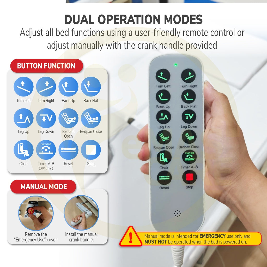 Electric Remote Control Hospital Bed 5 Function Electrical Mattress Dining Table Full Turning katil Hospital Chair Mode