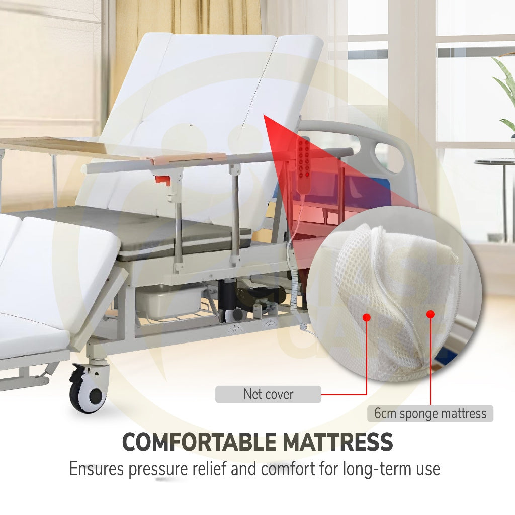 Electric Remote Control Hospital Bed 5 Function Electrical Mattress Dining Table Full Turning katil Hospital Chair Mode