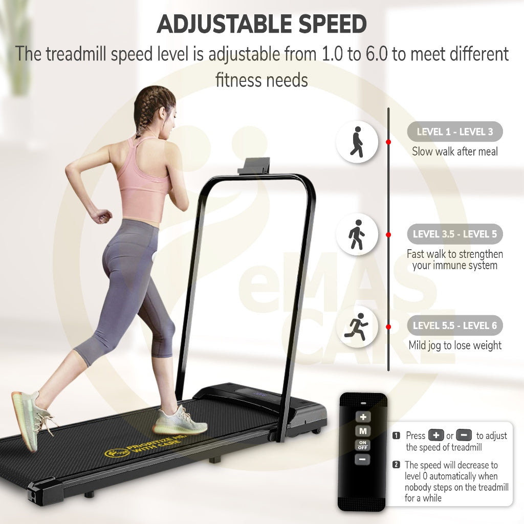 3.0HP Walking Treadmill With Handle Smart Walking Pad Machine Ultra-Thin Home Exercise Equipment Indoor Run/Walk Machine