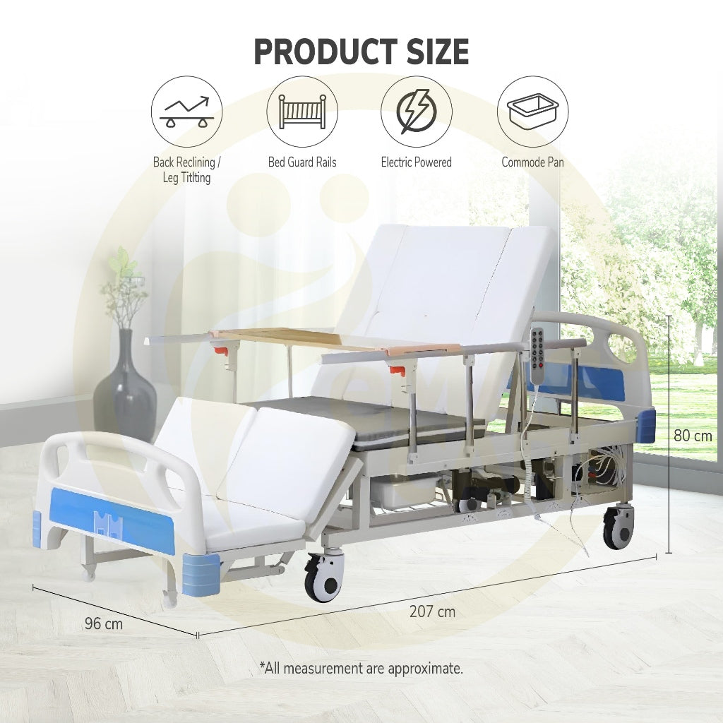 Electric Remote Control Hospital Bed 5 Function Electrical Mattress Dining Table Full Turning katil Hospital Chair Mode