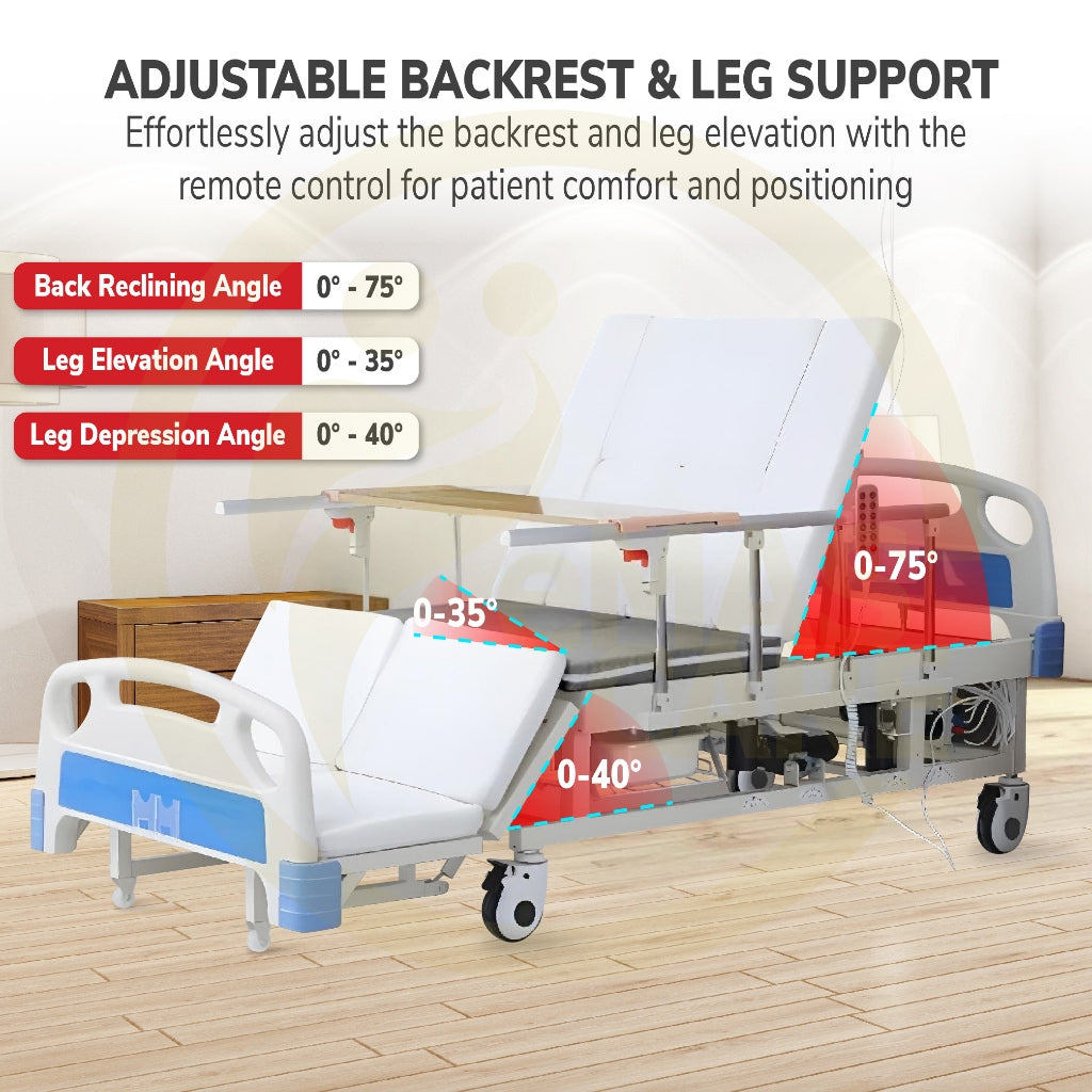 Electric Remote Control Hospital Bed 5 Function Electrical Mattress Dining Table Full Turning katil Hospital Chair Mode