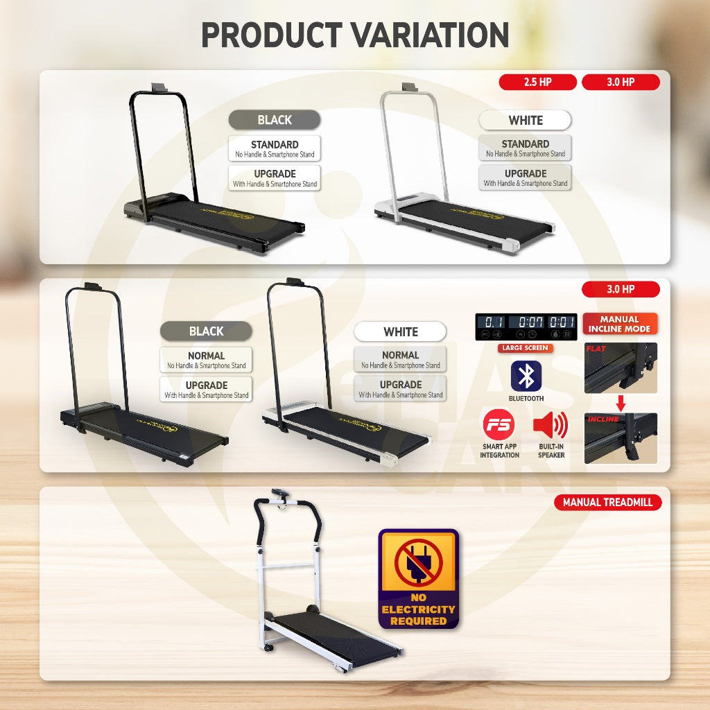 3.0HP Walking Treadmill With Handle Smart Walking Pad Machine Ultra-Thin Home Exercise Equipment Indoor Run/Walk Machine