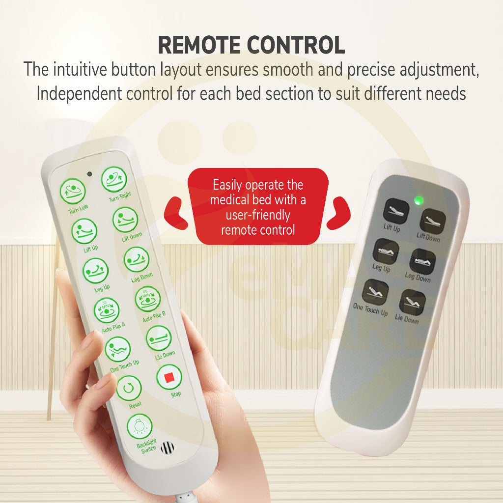Electric Support Bed Adjustable Sit-Up & Back Rest Elderly/Bedridden Lift Mattress Katil Hospital with Remote Control