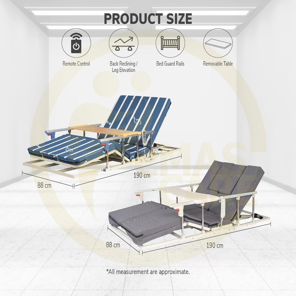 Electric Support Bed Adjustable Sit-Up & Back Rest Elderly/Bedridden Lift Mattress Katil Hospital with Remote Control