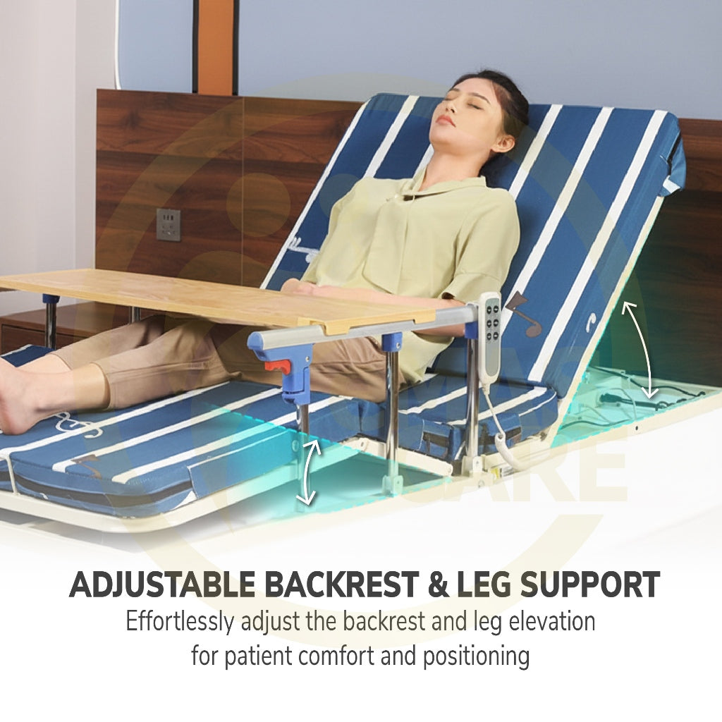 Electric Support Bed Adjustable Sit-Up & Back Rest Elderly/Bedridden Lift Mattress Katil Hospital with Remote Control