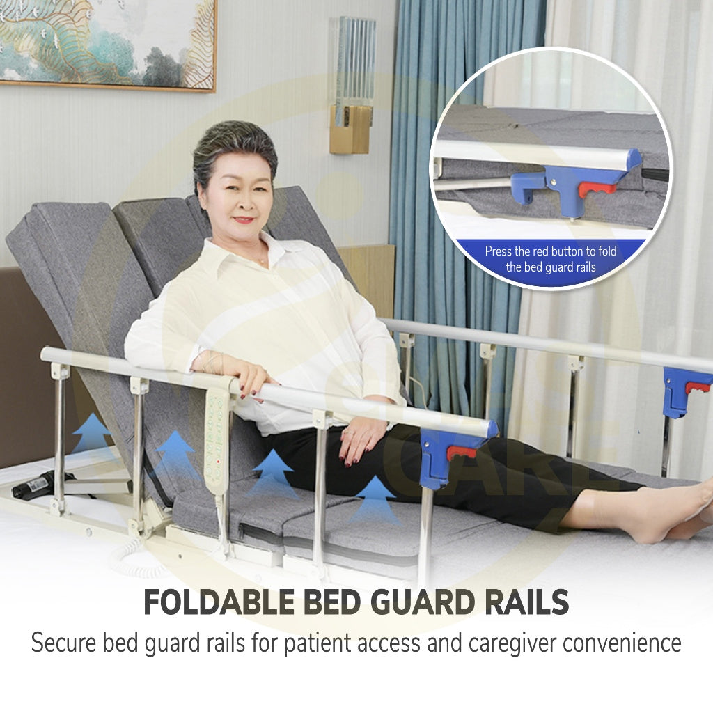 Electric Support Bed Adjustable Sit-Up & Back Rest Elderly/Bedridden Lift Mattress Katil Hospital with Remote Control
