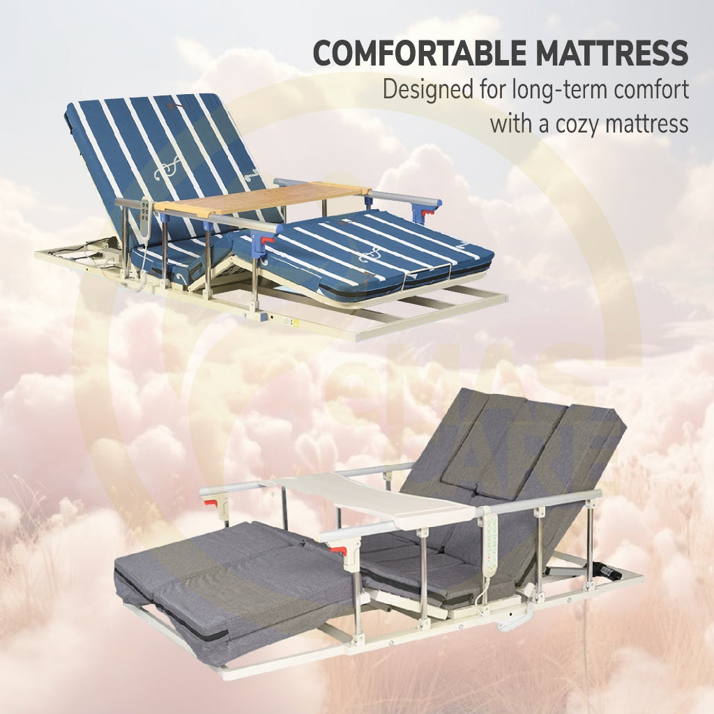 Electric Support Bed Adjustable Sit-Up & Back Rest Elderly/Bedridden Lift Mattress Katil Hospital with Remote Control