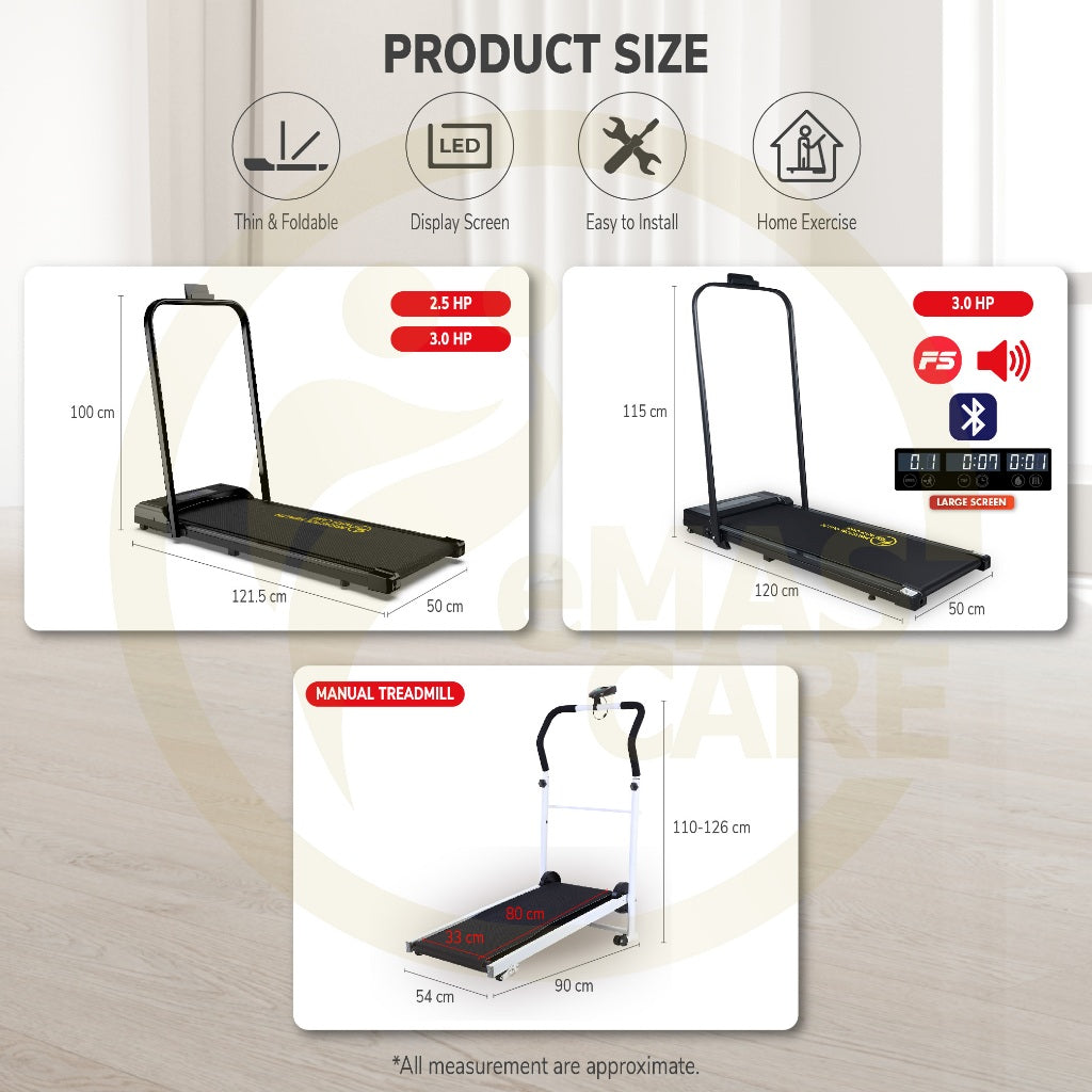 3.0HP Walking Treadmill With Handle Smart Walking Pad Machine Ultra-Thin Home Exercise Equipment Indoor Run/Walk Machine