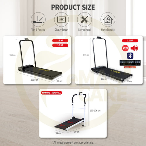 3.0HP Walking Treadmill With Handle Smart Walking Pad Machine Ultra-Thin Home Exercise Equipment Indoor Run/Walk Machine