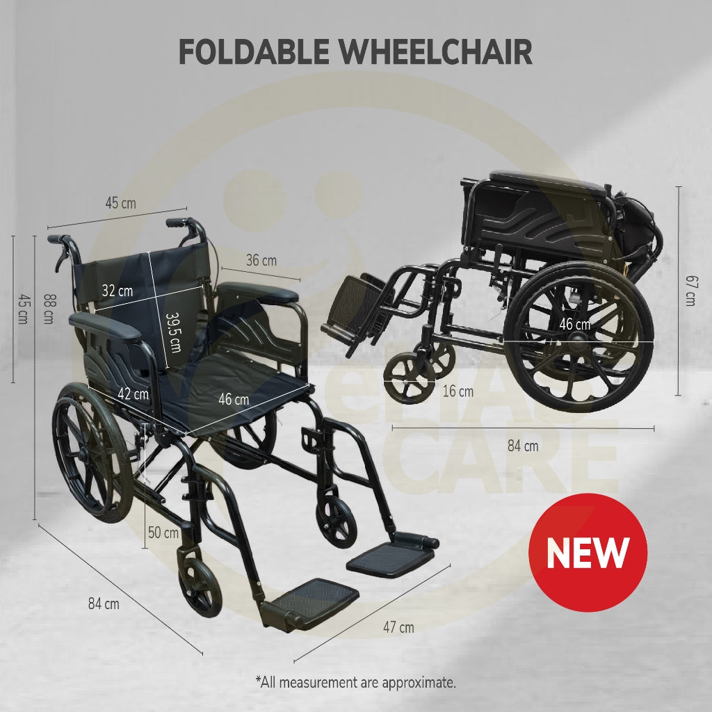 Heavy Duty Wheelchair Foldable Wheel Chair Wide Seat Big Size Extra Large Obese Fat WheelChairs Kerusi Roda Badan Besar